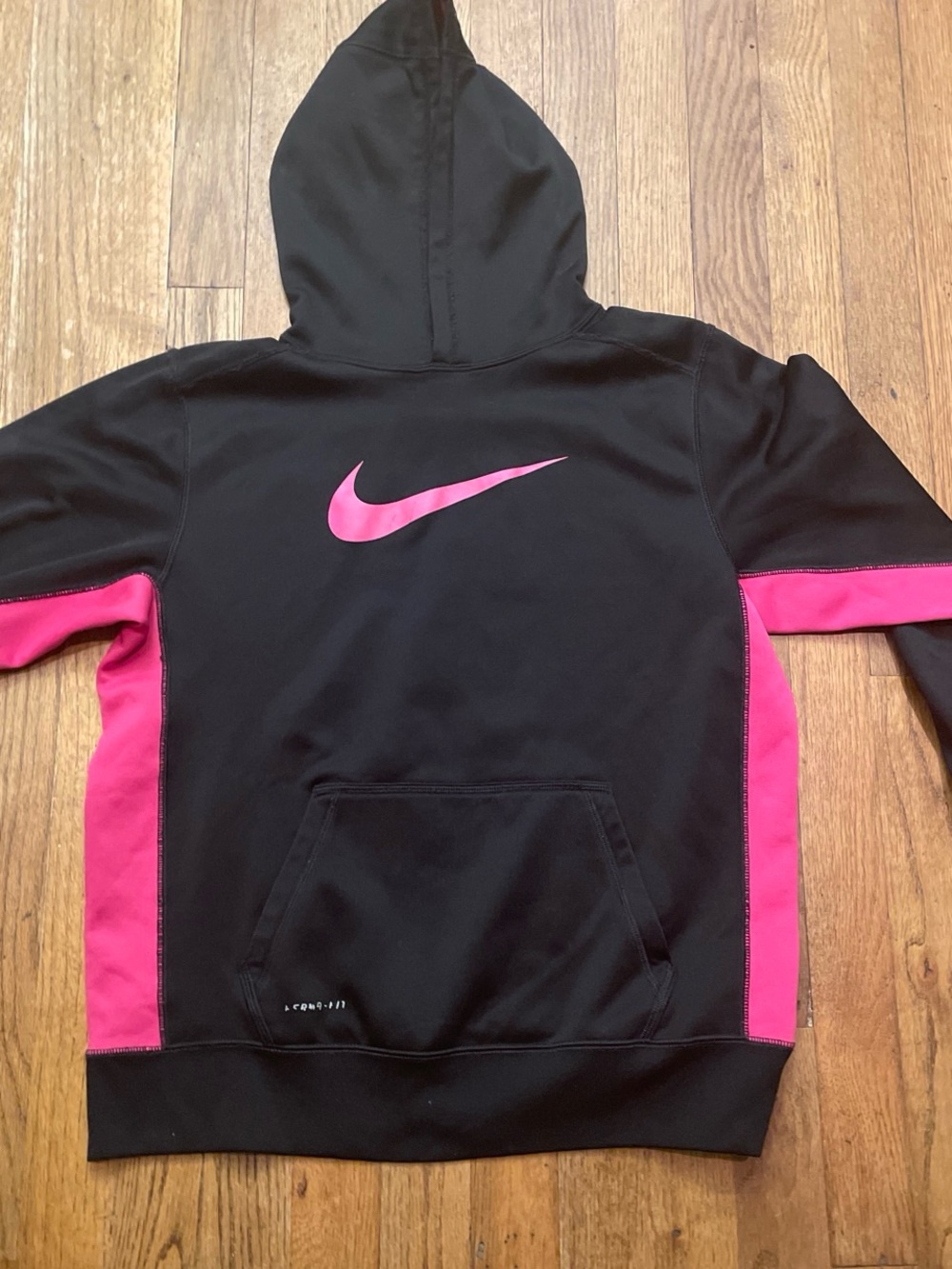 Nike Black Hoodie with Bright Pink Swoosh & Side Panels